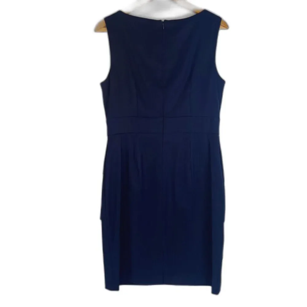 Connected Apparel Navy Blue‎ Sleeveless Pearl Necklace Sheath Dress Size 10